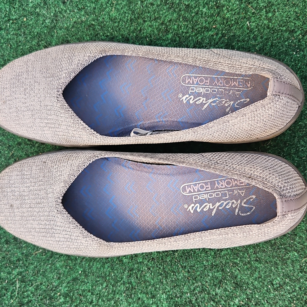 Skechers Womens Stretch Fit Wedge Canvas Shoes Heather Gray Size 7.5 - Picture 2 of 9